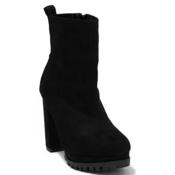 Women's Black Faux Suede Platform Heel Boot - Picture 3 of 3